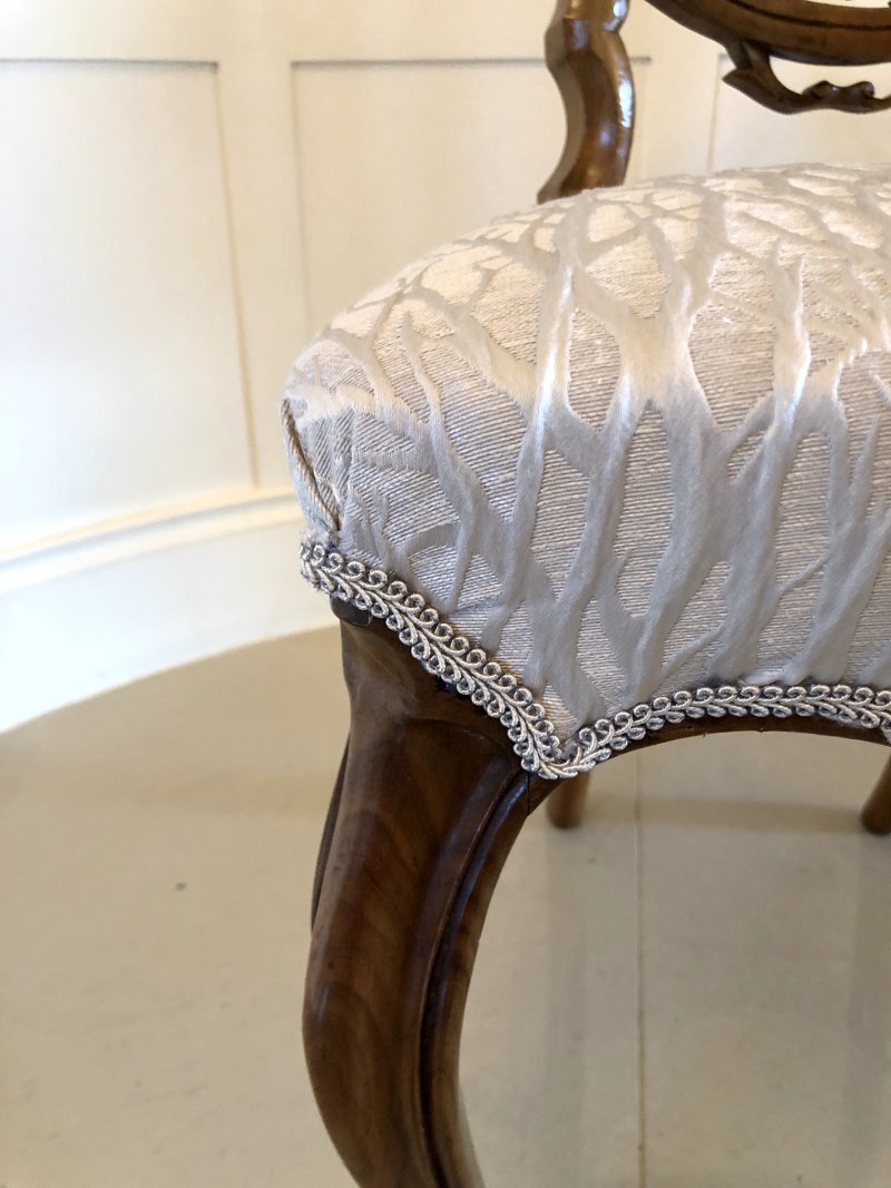 Fine Quality Set of Six Victorian Antique Walnut Dining Chairs - Image 7